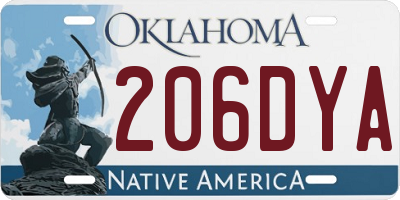 OK license plate 206DYA