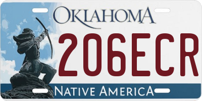 OK license plate 206ECR