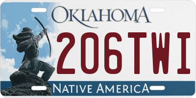 OK license plate 206TWI