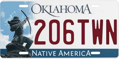 OK license plate 206TWN