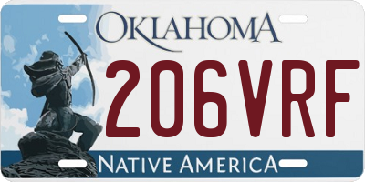 OK license plate 206VRF