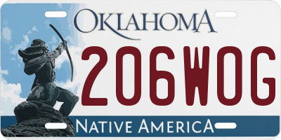 OK license plate 206WOG