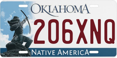 OK license plate 206XNQ