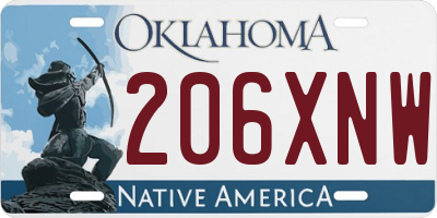 OK license plate 206XNW