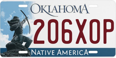 OK license plate 206XOP