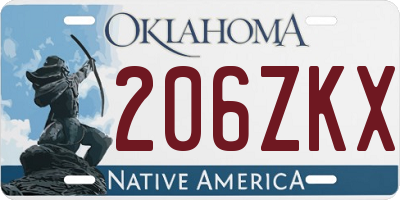 OK license plate 206ZKX