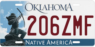 OK license plate 206ZMF