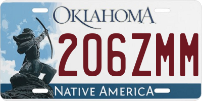 OK license plate 206ZMM