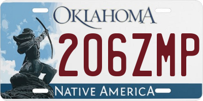 OK license plate 206ZMP
