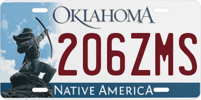 OK license plate 206ZMS