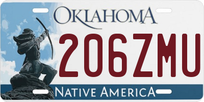 OK license plate 206ZMU