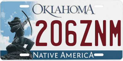 OK license plate 206ZNM