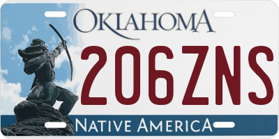 OK license plate 206ZNS