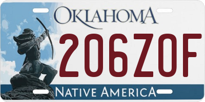 OK license plate 206ZOF