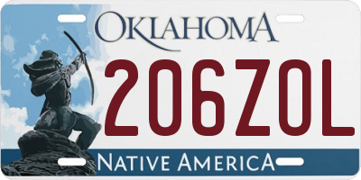 OK license plate 206ZOL