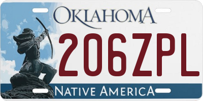 OK license plate 206ZPL