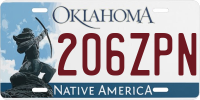 OK license plate 206ZPN