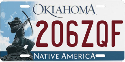 OK license plate 206ZQF