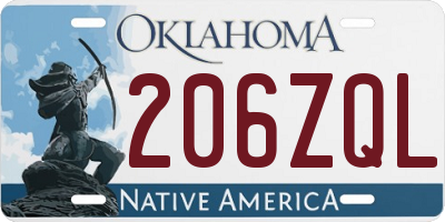OK license plate 206ZQL