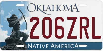 OK license plate 206ZRL