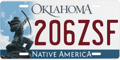 OK license plate 206ZSF