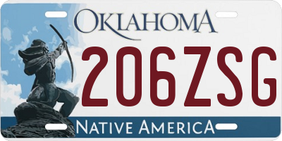 OK license plate 206ZSG