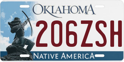 OK license plate 206ZSH