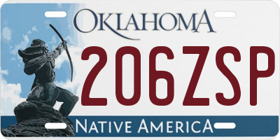OK license plate 206ZSP