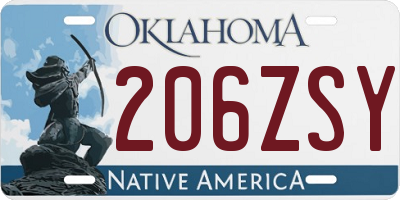 OK license plate 206ZSY