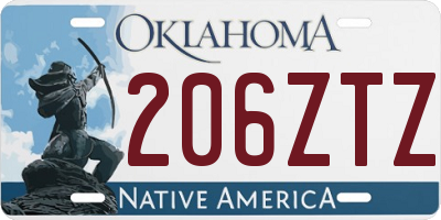OK license plate 206ZTZ
