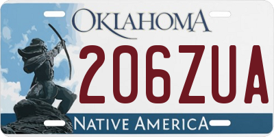 OK license plate 206ZUA