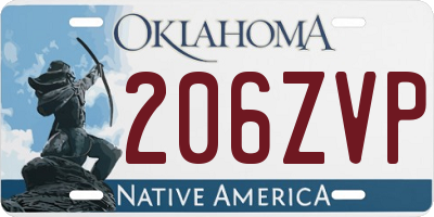 OK license plate 206ZVP