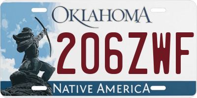 OK license plate 206ZWF