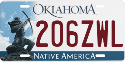 OK license plate 206ZWL