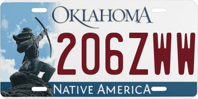OK license plate 206ZWW