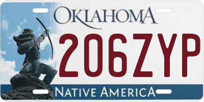 OK license plate 206ZYP