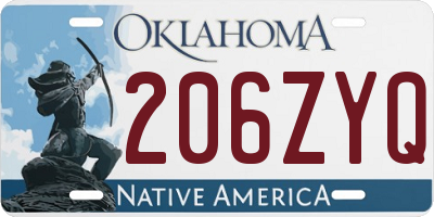 OK license plate 206ZYQ