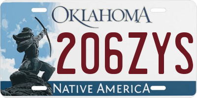 OK license plate 206ZYS