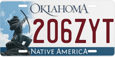 OK license plate 206ZYT