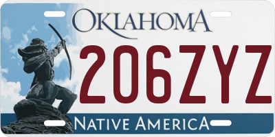 OK license plate 206ZYZ