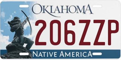 OK license plate 206ZZP
