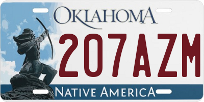 OK license plate 207AZM