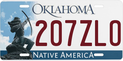 OK license plate 207ZLO