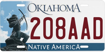 OK license plate 208AAD
