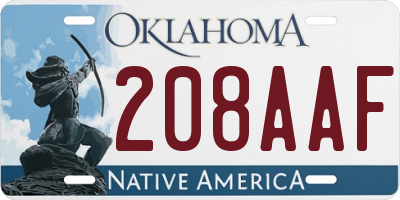 OK license plate 208AAF