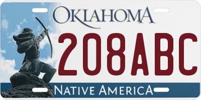 OK license plate 208ABC