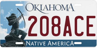 OK license plate 208ACE