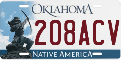 OK license plate 208ACV