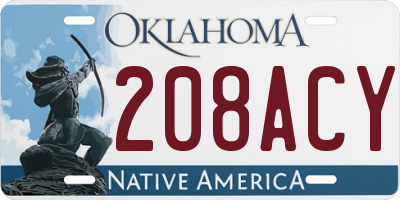 OK license plate 208ACY