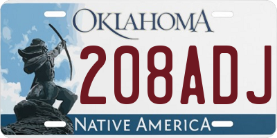 OK license plate 208ADJ